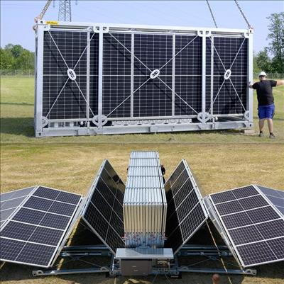 Nhà máy điện container chứa 240 mô-đun tấm pin mặt trời khổng lồ