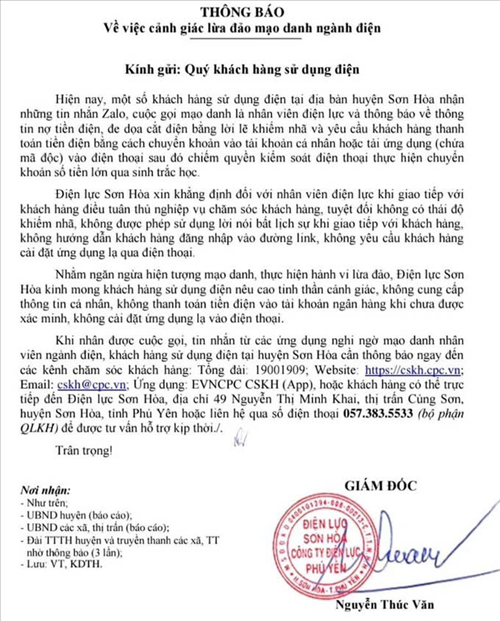 Phú Yên: Xuất hiện nhiều trường hợp mạo danh cán bộ điện lực để lừa đảo